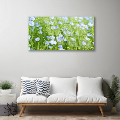 Glass Print Flowers grass nature purple green