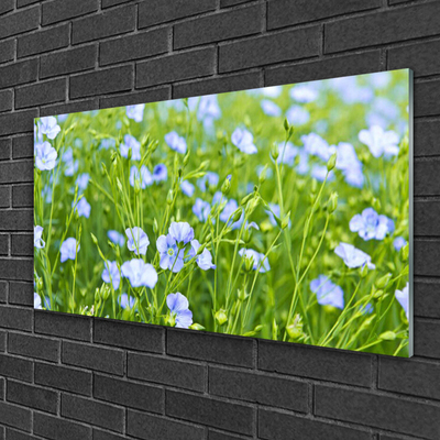 Glass Print Flowers grass nature purple green