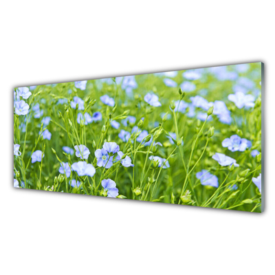 Glass Print Flowers grass nature purple green