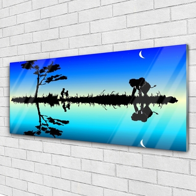 Glass Print Abstract art black blue purple