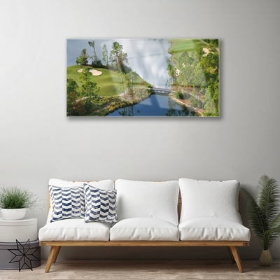 Glass Print Lake nature blue