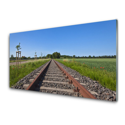 Glass Print Tracks architecture brown grey green