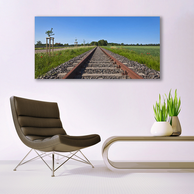Glass Print Tracks architecture brown grey green