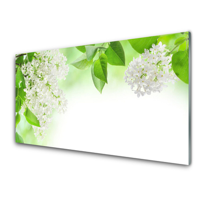 Glass Print Petals floral white green