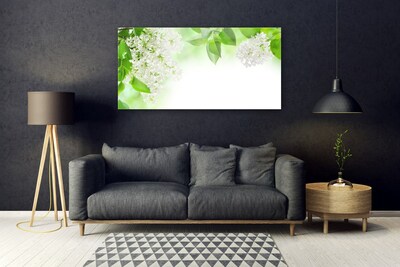 Glass Print Petals floral white green