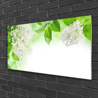 Glass Print Petals floral white green