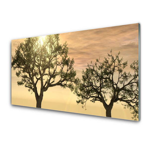 Glass Print Trees nature brown green