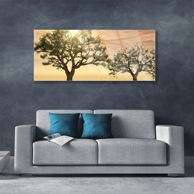 Glass Print Trees nature brown green