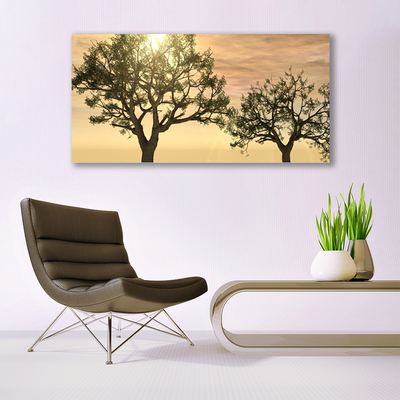 Glass Print Trees nature brown green