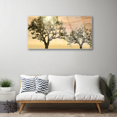 Glass Print Trees nature brown green