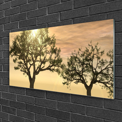 Glass Print Trees nature brown green