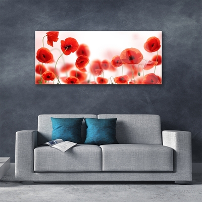 Glass Print Poppies floral red green