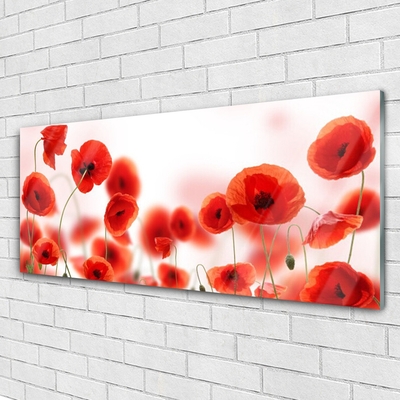 Glass Print Poppies floral red green