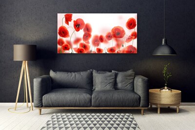 Glass Print Poppies floral red green