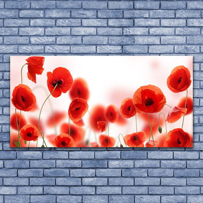 Glass Print Poppies floral red green