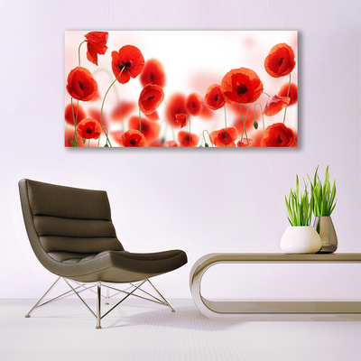 Glass Print Poppies floral red green