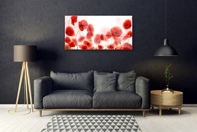 Glass Print Poppies floral red green