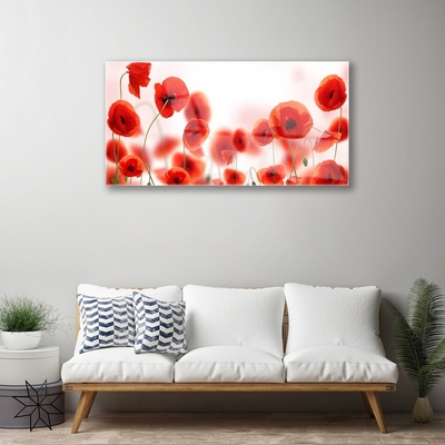 Glass Print Poppies floral red green