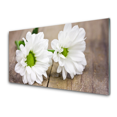 Glass Print Flowers floral white green