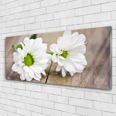 Glass Print Flowers floral white green