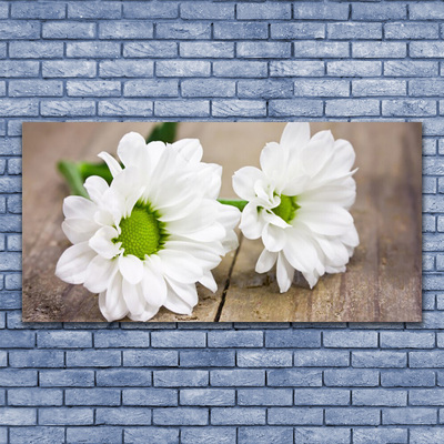 Glass Print Flowers floral white green