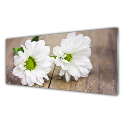 Glass Print Flowers floral white green