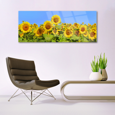 Glass Print Sunflowers floral yellow green