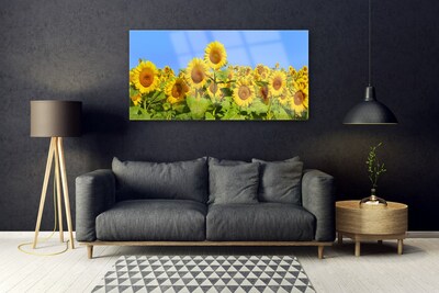 Glass Print Sunflowers floral yellow green