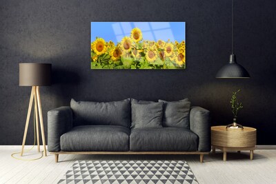 Glass Print Sunflowers floral yellow green