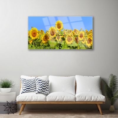 Glass Print Sunflowers floral yellow green