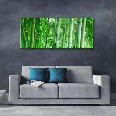 Glass Print Bamboo stalk floral green