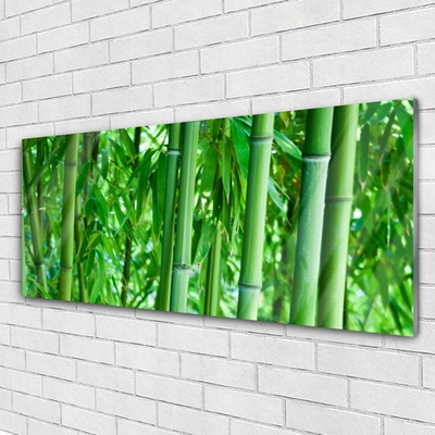 Glass Print Bamboo stalk floral green