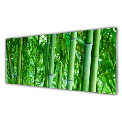 Glass Print Bamboo stalk floral green