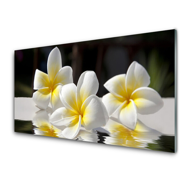 Glass Print Flowers floral white yellow