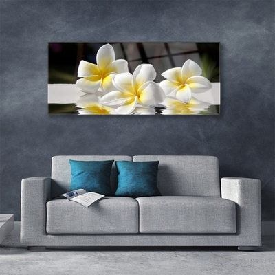 Glass Print Flowers floral white yellow