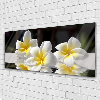 Glass Print Flowers floral white yellow