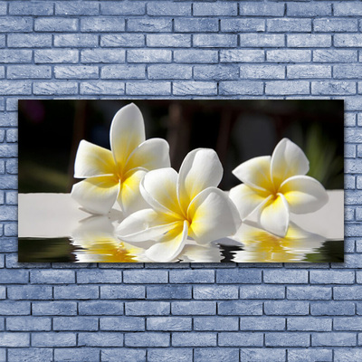 Glass Print Flowers floral white yellow