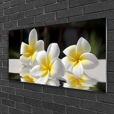 Glass Print Flowers floral white yellow