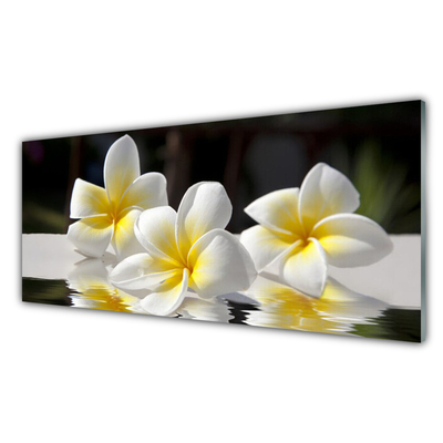 Glass Print Flowers floral white yellow