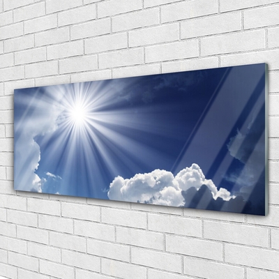 Glass Print Sun landscape blue white