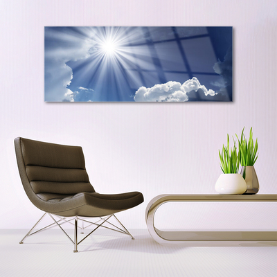 Glass Print Sun landscape blue white