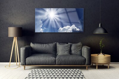 Glass Print Sun landscape blue white