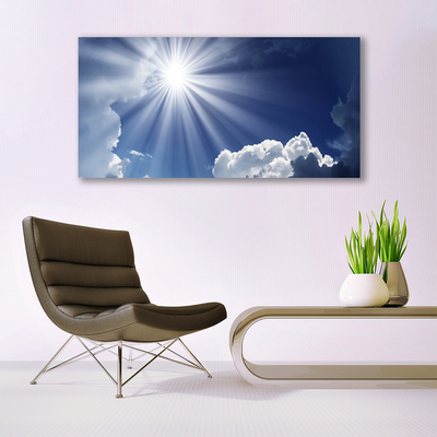 Glass Print Sun landscape blue white