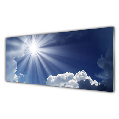 Glass Print Sun landscape blue white