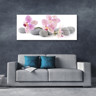 Glass Print Tree stones floral pink grey