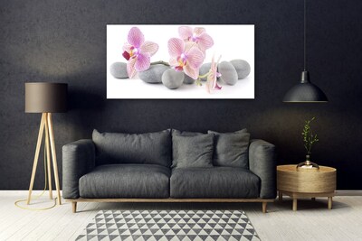 Glass Print Tree stones floral pink grey