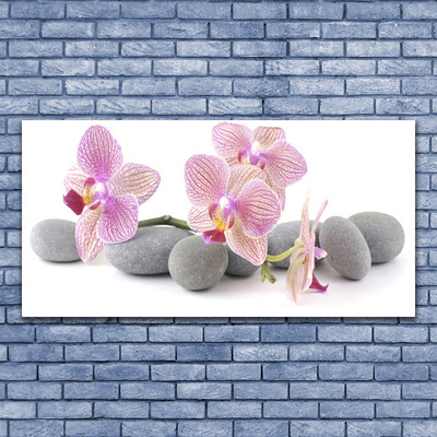 Glass Print Tree stones floral pink grey