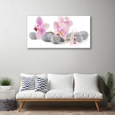 Glass Print Tree stones floral pink grey