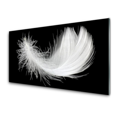 Glass Print Feather art white