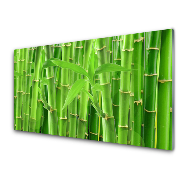 Glass Print Bamboo stalk floral green